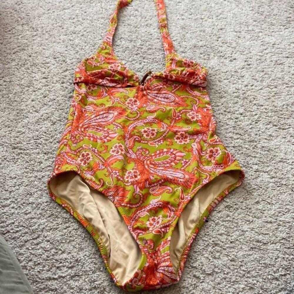 COPY - EUC Super cute J.Crew Paisley, one piece, swimming suit w/ bamboo detail…
